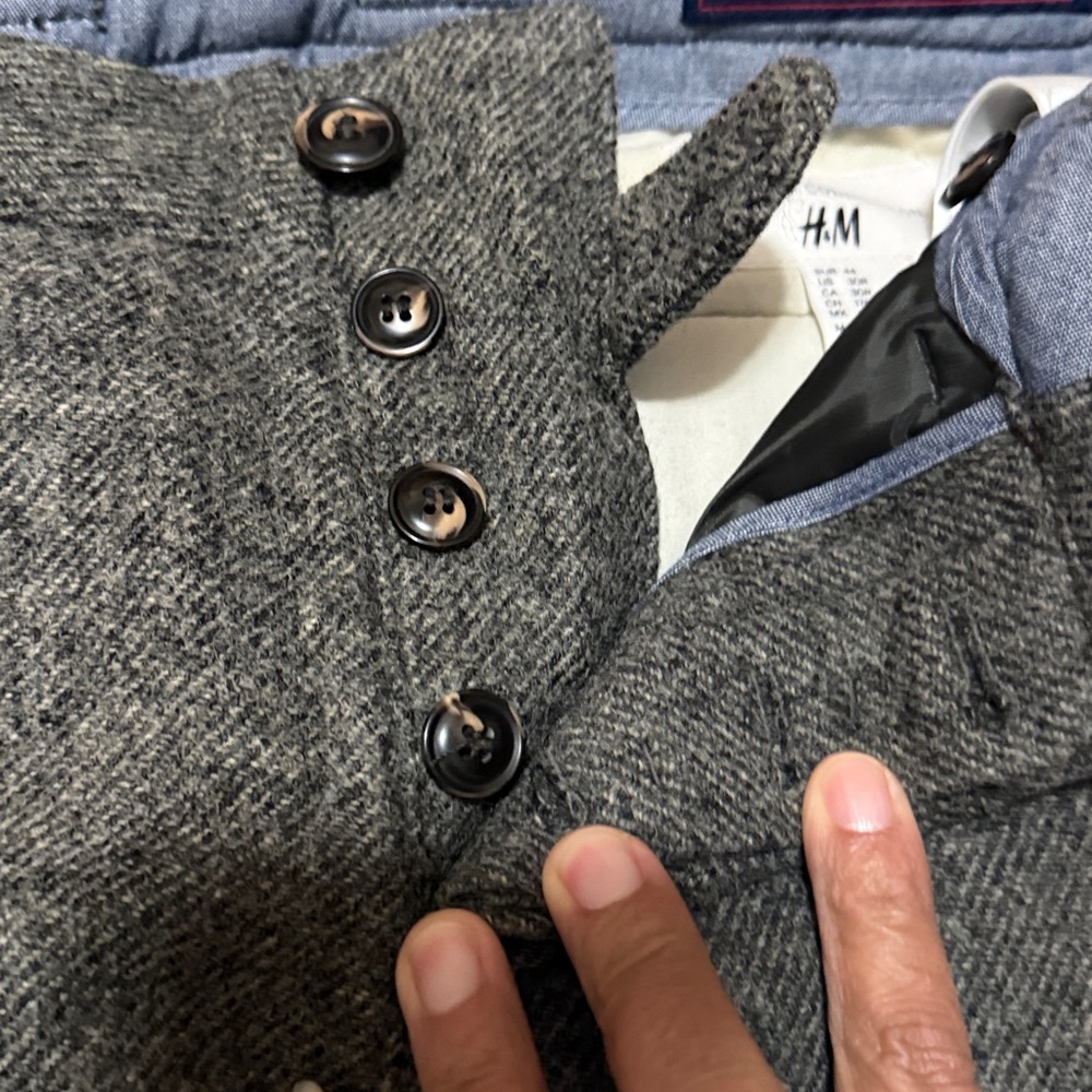 Men’s H&M MAURITZ ARCHIVE COLLECTION 100% British Moon Wool Tweed Pants Gray 30R - Picture 4 of 11